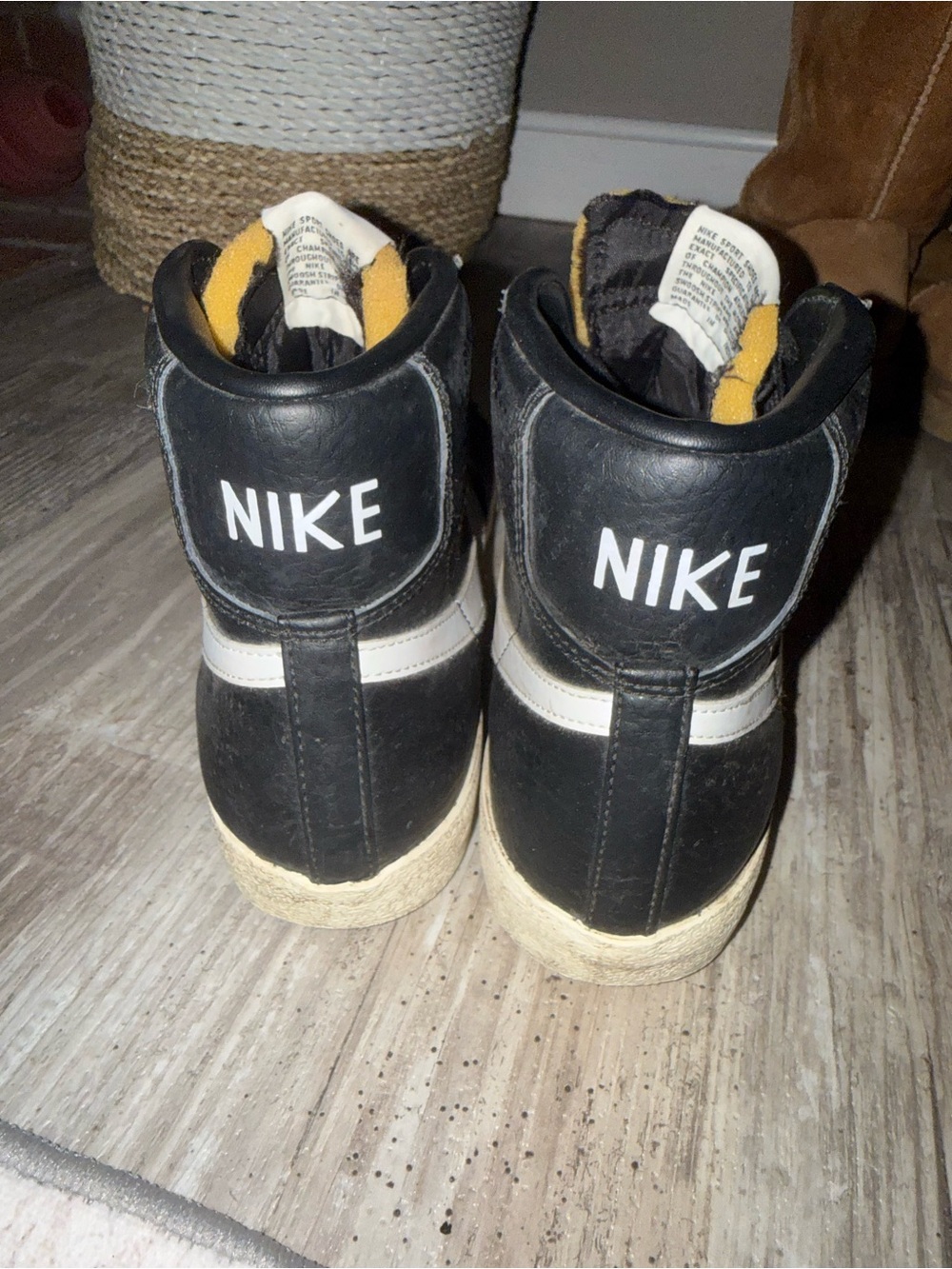 Used Nike Black and White Retro High-Top Sneakers
